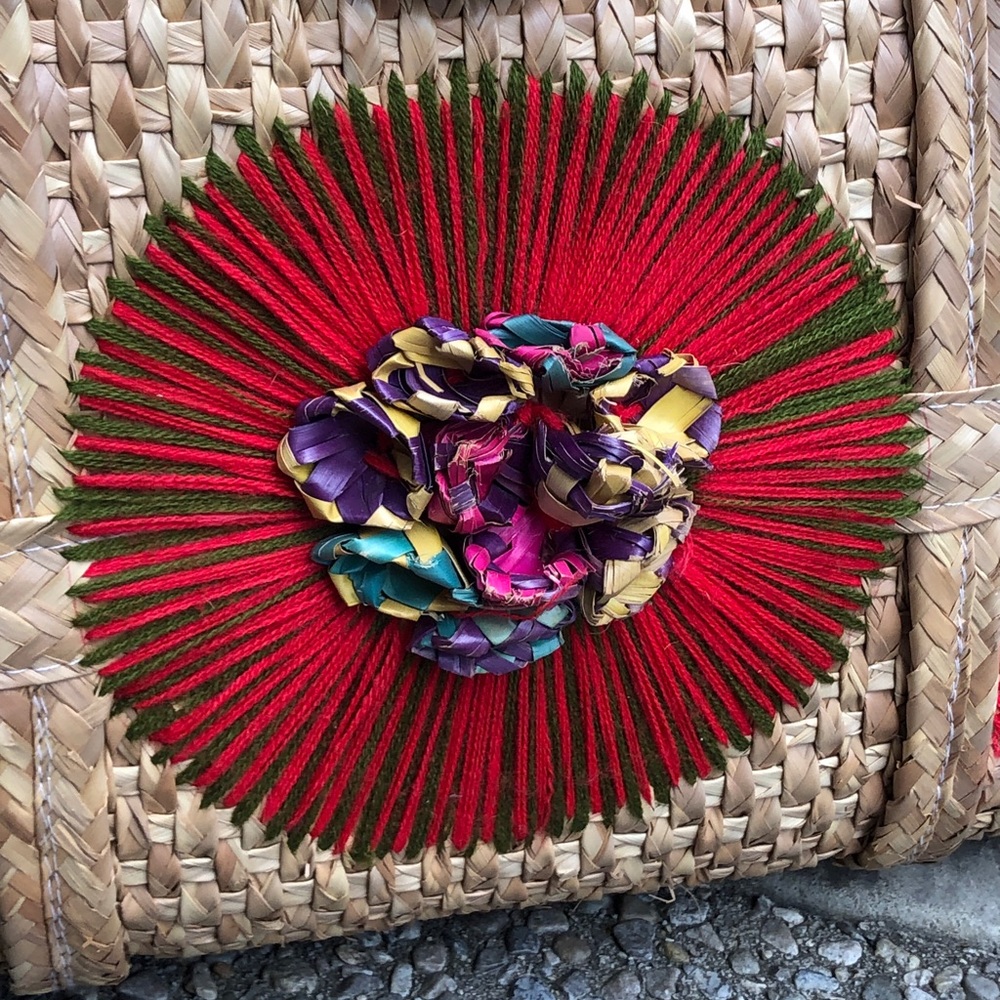 BOHO EMBROIDERED MEXICAN STAW TOTE BAG / Weekend/Picnic/Beach/Travel Bag - Picture 7 of 16